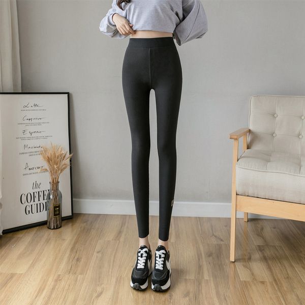 

style tight winter warm leggings soft plus size women broek mode effects color decrease add kes laying stans, Black