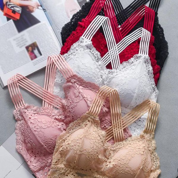 

bras fashion lace patchwork breathable bra seamless wireless anti-light underwear soft push up for women lingerie, Red;black