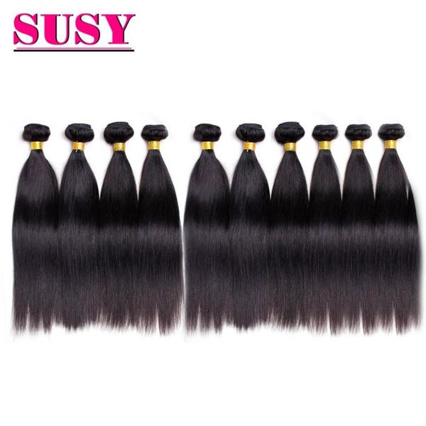 

human hair bulks wholesale straight bundles 30 inches brazilian remy double machine extensions 3/4/10/20 bundle deals weave, Black