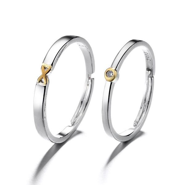 Fedi nuziali design placcato argento a forma di X anello incrociato per donna cristallo rotondo uomo moda femminile segno di infinito coppia gioielli