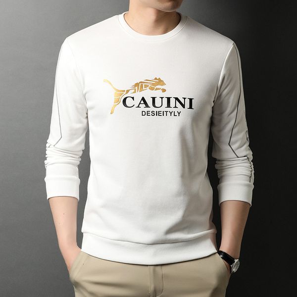 

2021 spring and autumn cotton youth round neck long sleeve knitted t-shirt men's thin bottomed shirt, Black