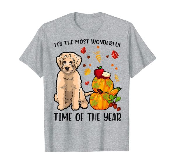 

autumn most wonderful time goldendoodle fall dog t-shirt, White;black