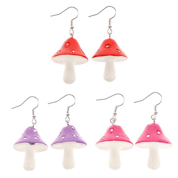 

dangle & chandelier red dainty mushroom shape pendant earrings cute sweet fresh handmade drop for women girls jewelry accessories gift, Silver