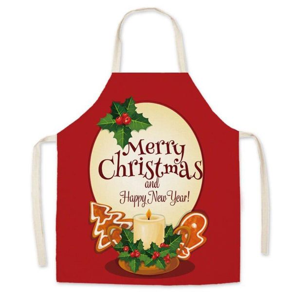 

christmas decorations printed aprons santa snowman elk merry decoration for home cooking oil-proof linen apron year's decor