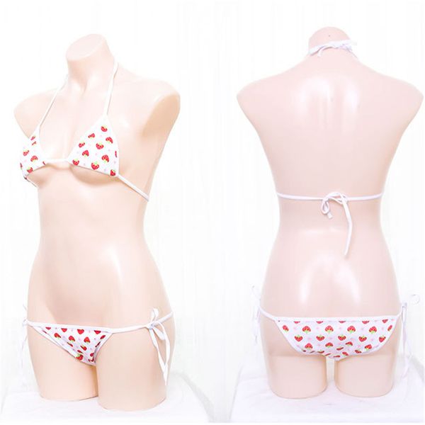 

micro bikini 2019 printing strawberry big triangle lace beach sunbathing swimwear women swimsuit biquini bikinis monokini, Black