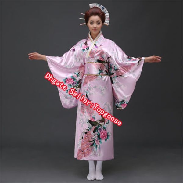 

5 colors japanese kimono vintage yukata haori costume geisha dress obi cosplay gown1, Red