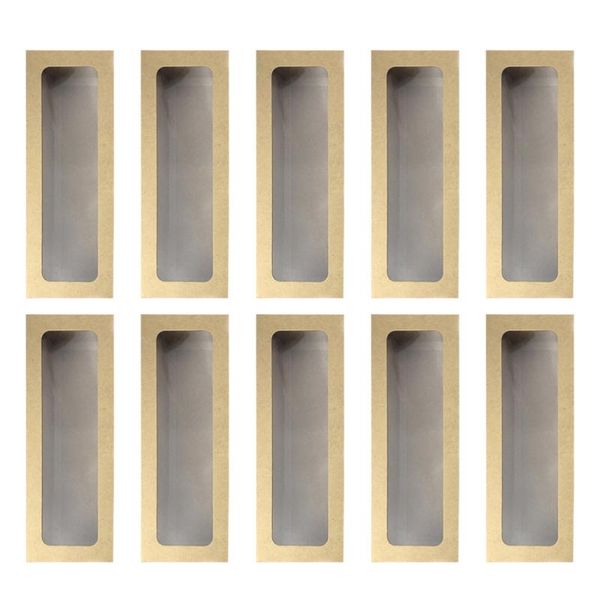 

gift wrap 10pcs clear pvc window swiss roll paper boxes rectanglar long cake dessert baking packing (kraft paper)