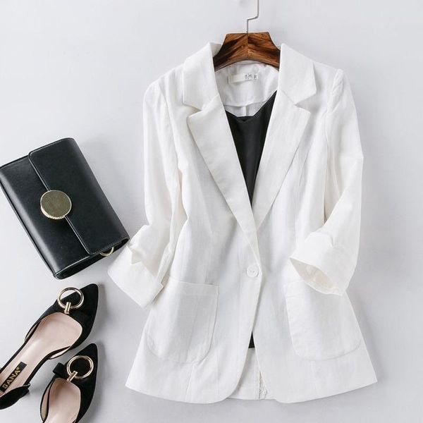 

women's suits & blazers autumn solid color elegant white blazer women jacket womens loose v-neck long sleeve black jackets for spring 2, White;black
