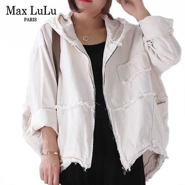 

max lulu 2021 fashion korean punk streetwear ladies hooded clothes womens vintage autumn jackets oversized denim coats plus size cx200820