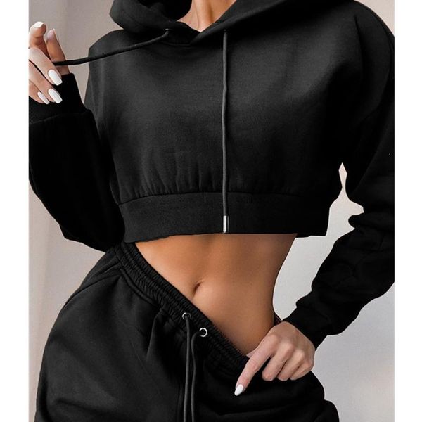 

women's pants & capris 2021women 2 piece set casual sport outfits tracksuit hoodies sweatshirt+sweatpants jogger fashion winter sportsw, Black;white