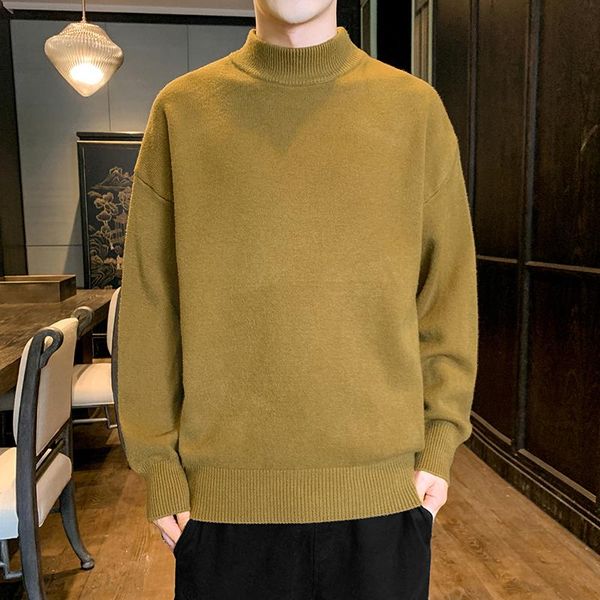 

korean style man sweaters casual loose fashion crewneck pullover winter oversized man sweaters pull hiver men's clothing db60my, White;black