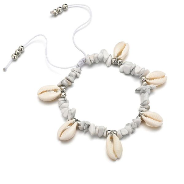 

anklets misscycy bohemian natural shell ankle bracelets for women vintage handmade stone foot jewelry, Red;blue