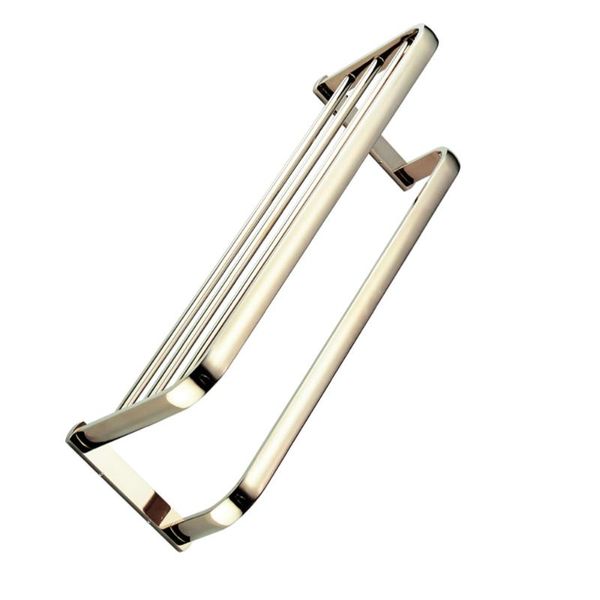

hooks & rails 1pc bathroom brass towel shelf multifunctional rack (golden)