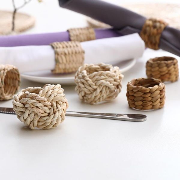 

napkin rings 1pc cucurbita ring straw woven western restaurant buckle cloth cattail