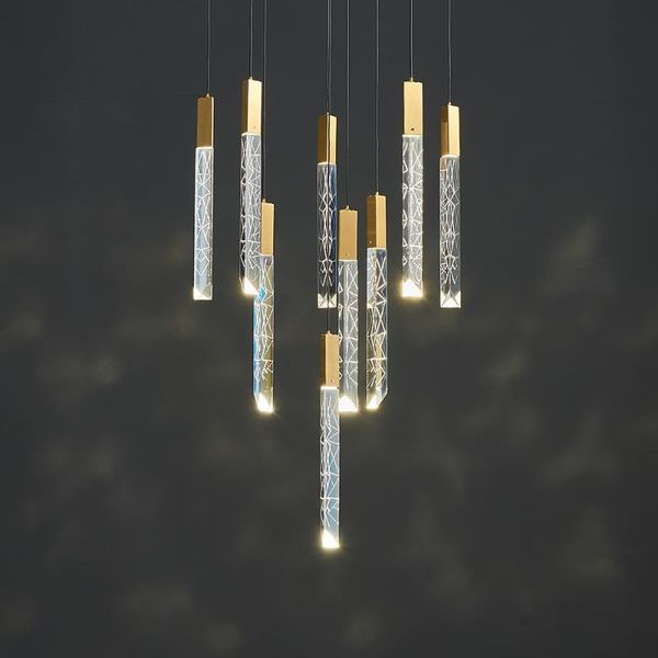 

chandeliers modern loft led chandelier k9 crystal chrome duplex stair living room el hanging light luxury lamp