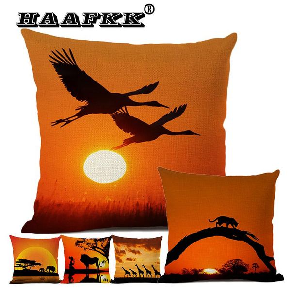 

cushion/decorative pillow bedside scenery case african art oil painting decorative cushion cover home 45x45cm linen car diantao