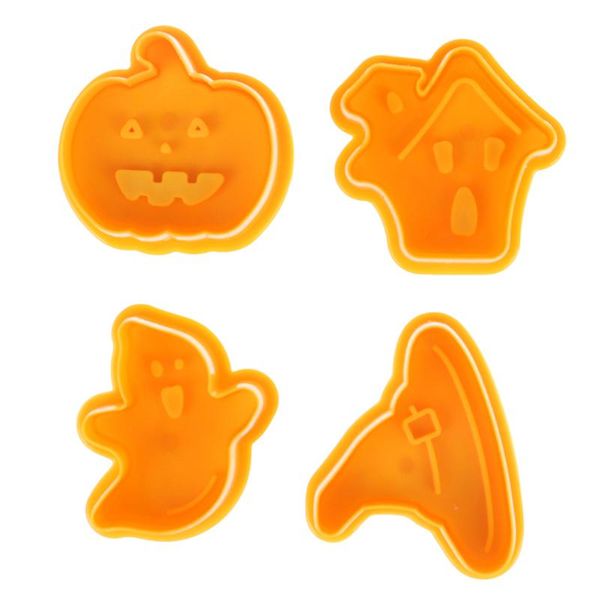 

baking moulds 4 pcs/set cookie stamp biscuit mold halloween pumpkin fondant cake chocolate kitchen diy cutter mould