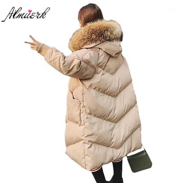 

loose big size winter women jacket coat 2017 hooded fur thicken warm down parkas female casual long winter cotton outwear yz4461, Black