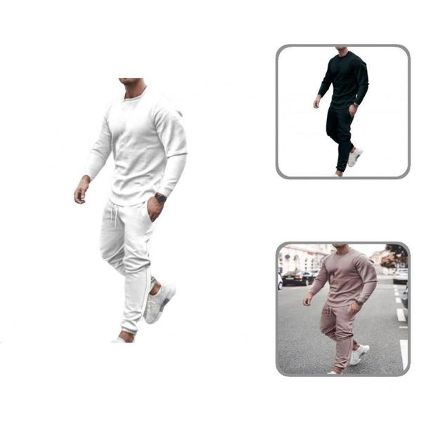 

jogging clothing breathable 2 pcs/set fabulous pockets men tracksuit skin-friendly pants suit drawstring for work, Black;red