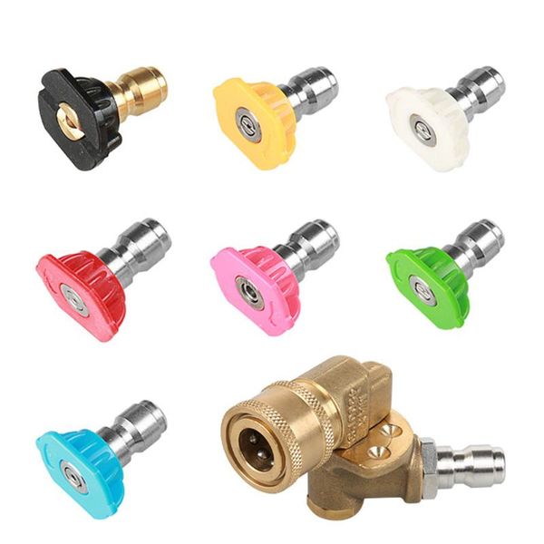 

car washer 1/4 inch quick connect pivoting coupler + 7pcs pressure nozzle tips