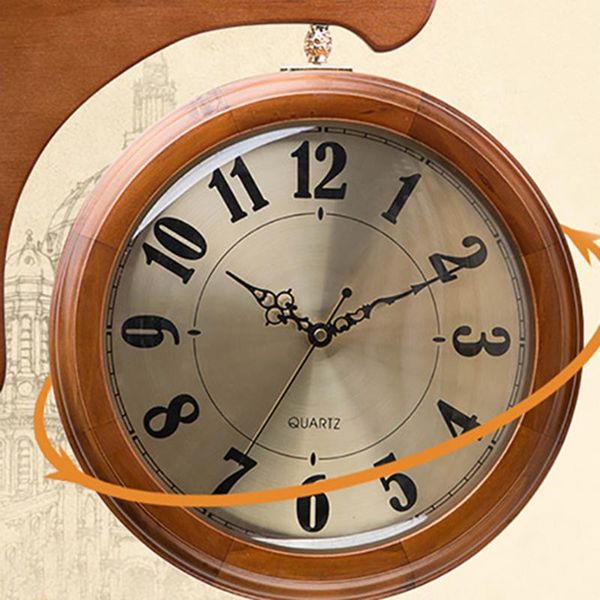 

wall clocks solid clock wooden timer wood double sided living style wedding decoration zegar vintage wandklok 40a0854