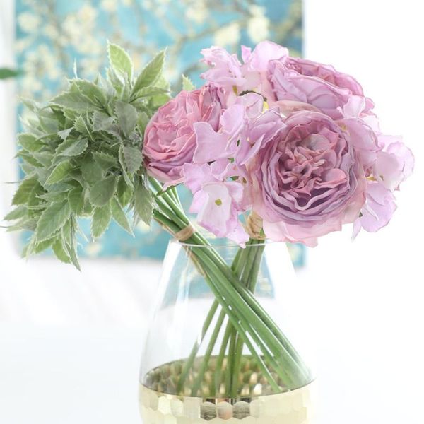 

decorative flowers & wreaths artificial feel moisturizing rose hydrangea 6head bouquets real touch austin latex roses home decore wedding bo