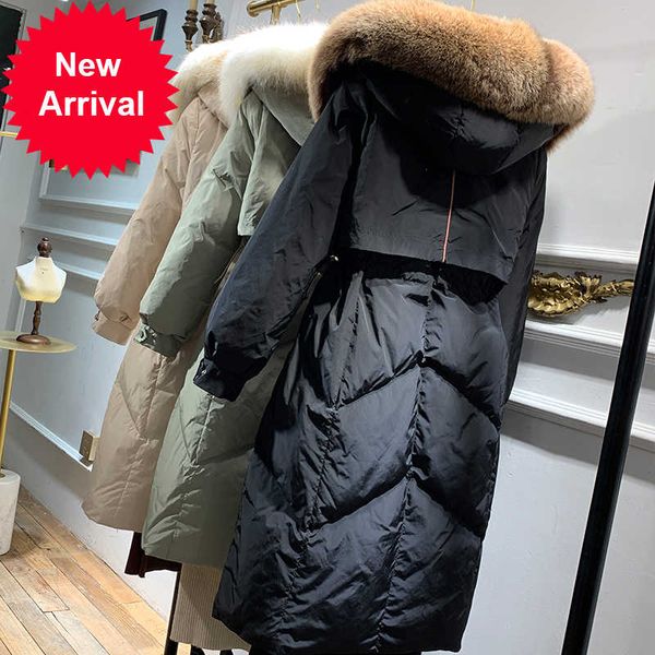 

winter coat korean big fur collar duck down women puffer jacket warm parka casaco 9641 yy1506, Black