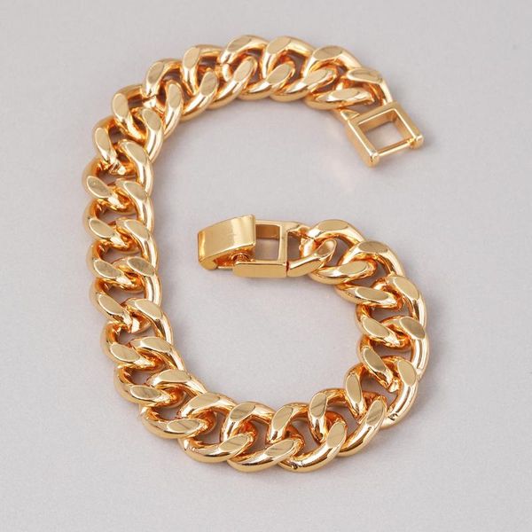 

link, chain punk fashion gold-plated men's bracelet jewelry, Black