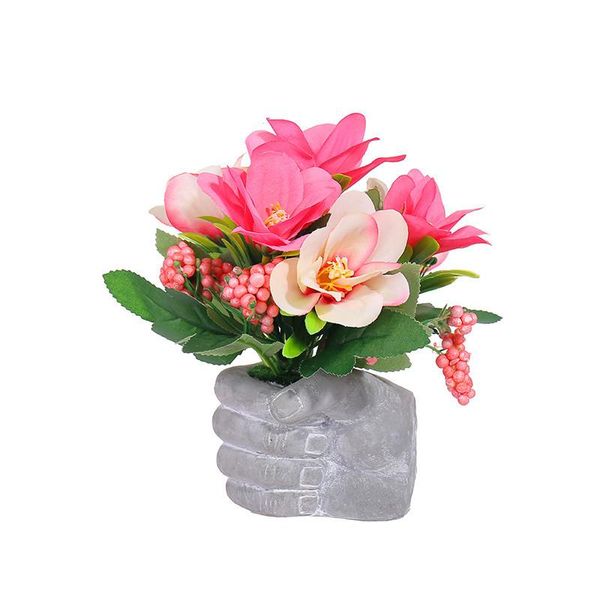 

decorative flowers & wreaths simulation bonsai rose bud artificial potted plants fake silk flower cement flowerpot for home garden decoratio