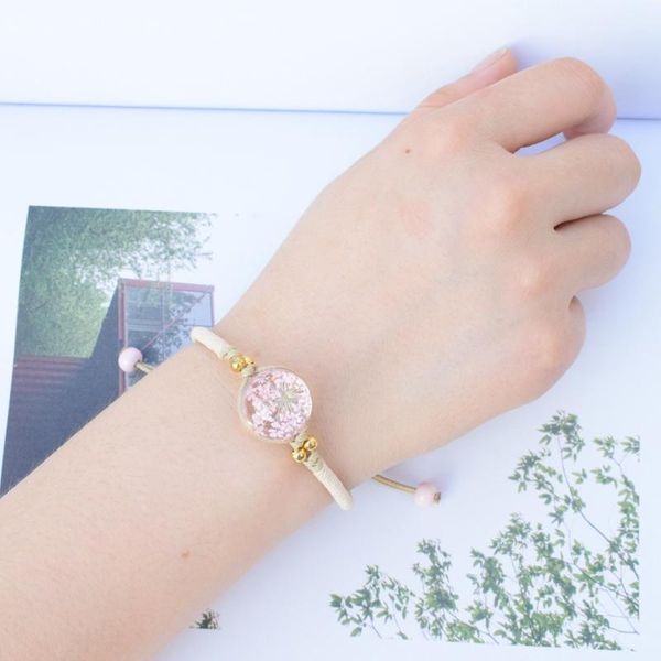 

charm bracelets preserved flower glass ball dried ladies couple bracelet, Golden;silver