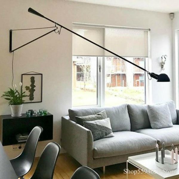 

wall lamp nordic industrial swing long arm simple personality creative led study living room dining bedroom bedside