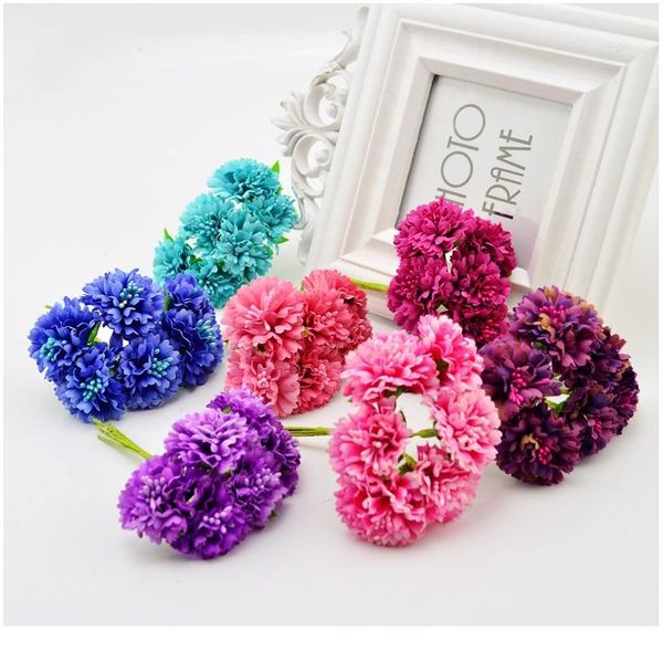 

6pcs artificial flowers bride bouquet for wedding decoration diy wreath gift box craft fake silk carnations handmak jllgfk