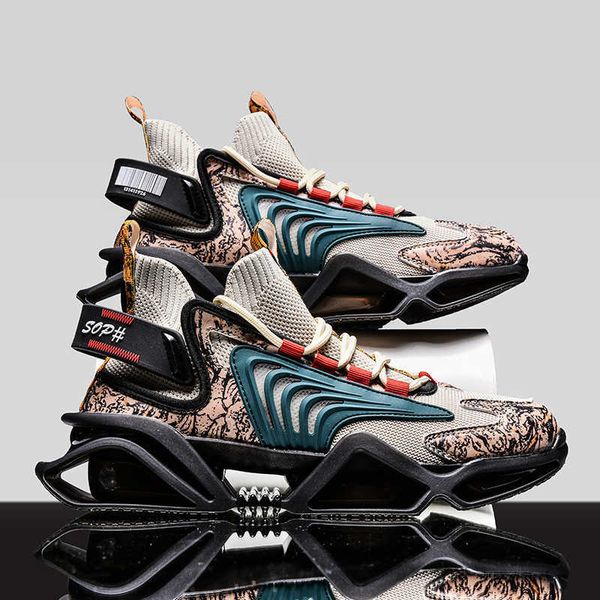 

running shoes men's summer 2021 new flying woven breathable guochao popcorn coconut korean fashion live broadcast daddy men's shoe