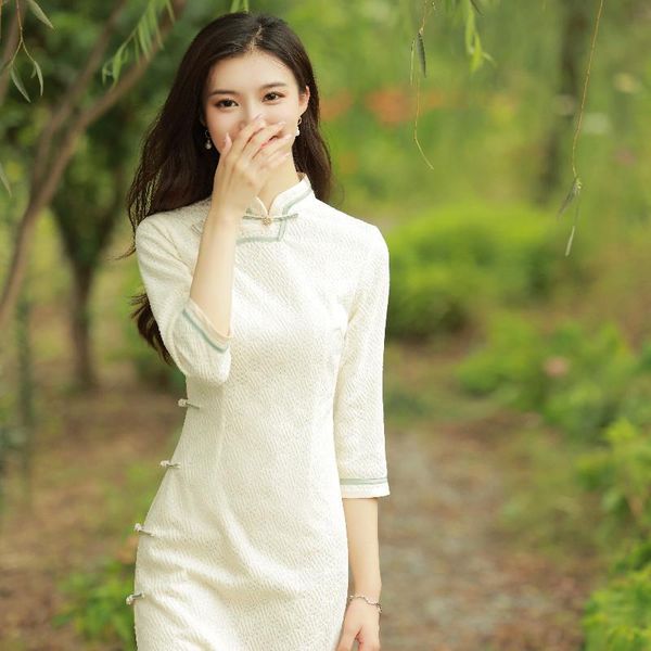 

ethnic clothing female spring autumn classic slim chinese dress elegant lace traditional oriental qipao vestidos improved cheongsams go, Red