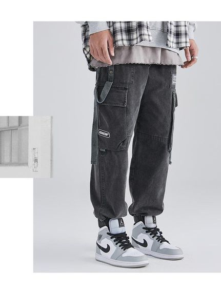 

men's pants trendy casual 2d021 autumn loose knit, Black