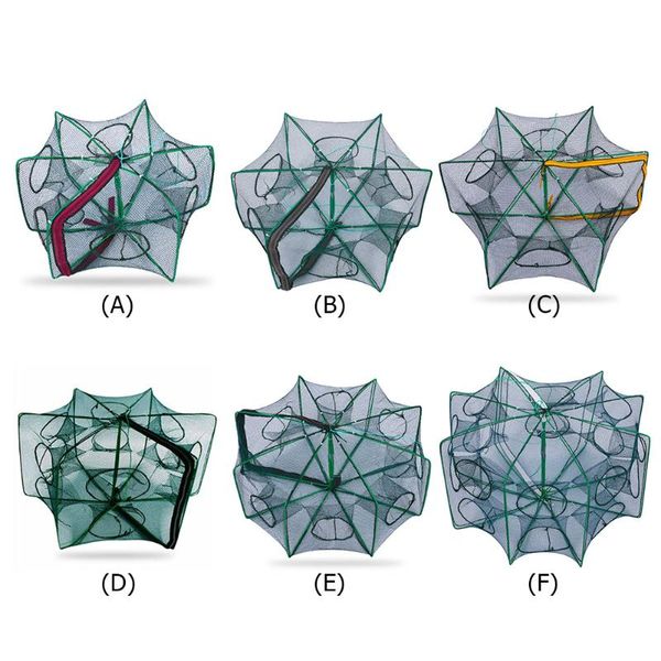 

6-16 holes automatic fishing net shrimp cage foldable crab fish trap cast crayfish trap catcher tank cages strengthened net