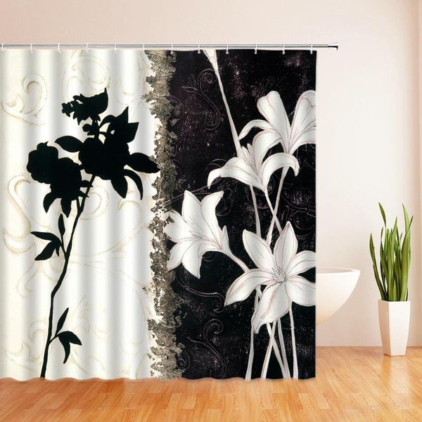 

shower curtains 3d printing flower green plant waterproof bath curtain with 12 hooks bathroom polyester cloth home decor