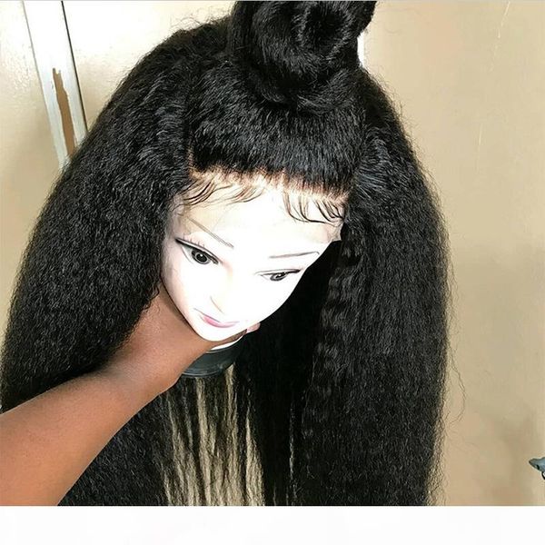 

9a pre plucked kinky straight full lace wigs with baby hair brazilian virgin human hair lace front wigs for black women, Black;brown