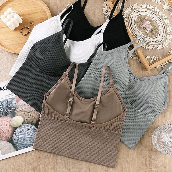 

yoga outfit seamless sports crop adjusted basic tube sleeveless all match padded