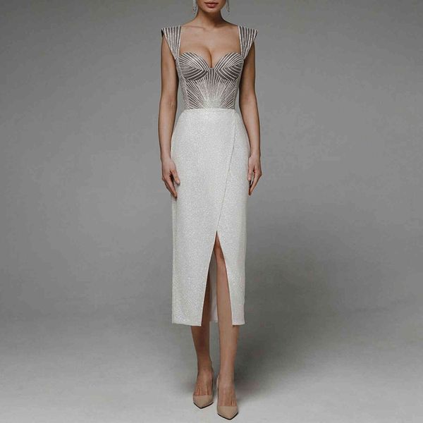 

casual dresses spring autumn fashion temperament grace simplicity western style women dress high waist split fork sequins sleeveless cr7u, Black;gray