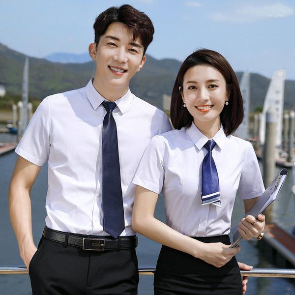 

men's dress shirts professional suit and women's short sleeve shirt sales white collar formal tooling, White;black