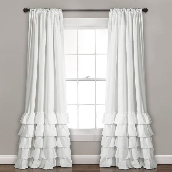 

curtain & drapes 5 layers of flounce cotton window panels for living room solid cloth curtains american french nordic princess