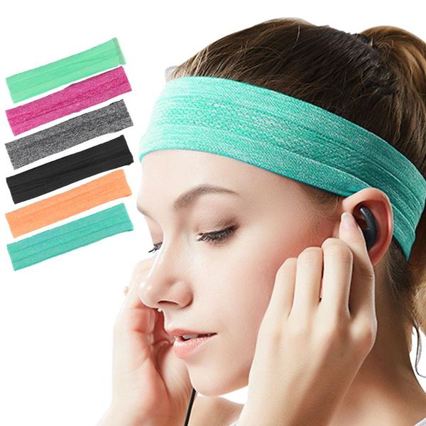 

sport hair head band sweatband headband comfortable adjustable stretch mens wrap anti slip silicone elastic sports thin hairband, Yellow;black