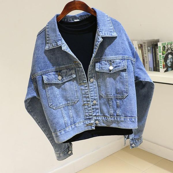 

women's jackets vintage blue batwing sleeve short denim women big size loose outerwear chaqueta mujer harajuku jeans jacket coat female, Black;brown