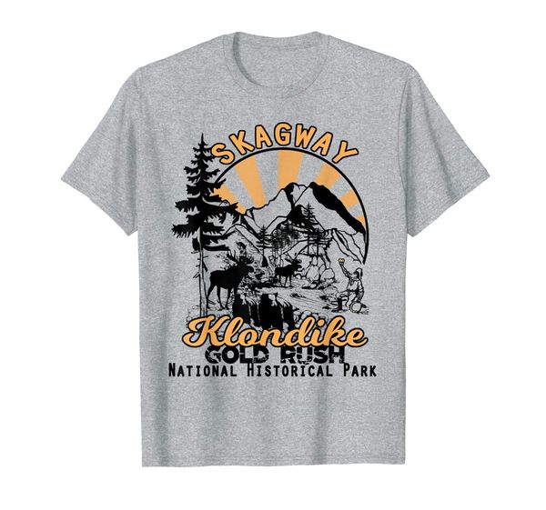 

skagway alaska klondike gold rush national park souvenir t-shirt, White;black