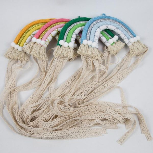 

tapestries rainbow tapestry children's hairband storage rack hair rope finishing jewelry decoration hand woven home wall hanging suppli