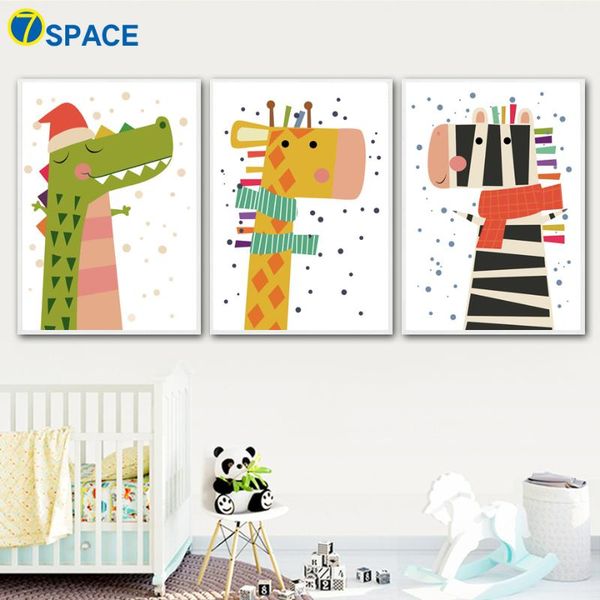 

paintings cartoon crocodile giraffe zebra wall art canvas painting nordic posters and prints decoration pictures baby girl boy room decor