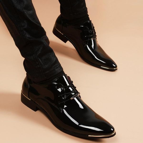 

dress shoes 2021 office men formal leather luxury fashion groom wedding oxford pointed toe, Black