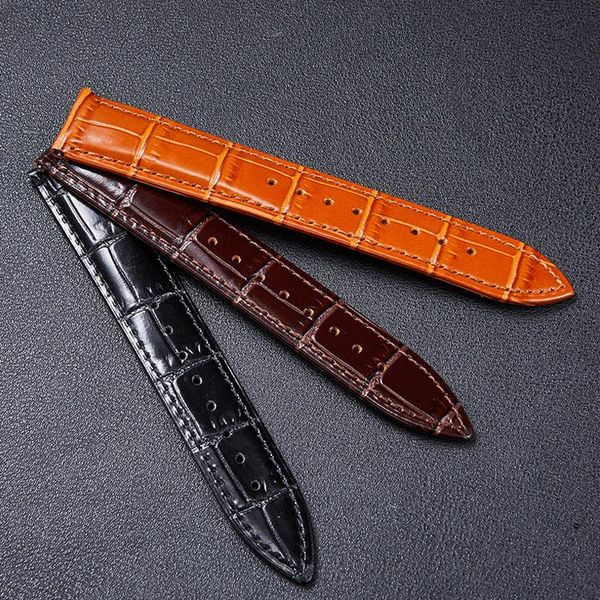 

watch bands 2021 leather strap shiny double-sided quick release switch raw ear with pin buckle accessories, Black;brown
