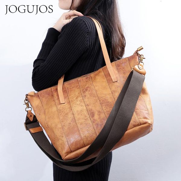 

jogujos luxury travel tote bag for women large capacity shoulder bags fashion shopper green real leather handbag red retro 2021
